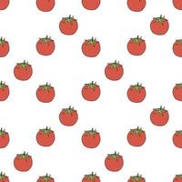 Seamless pattern with great red tomato on white background. Vector image.