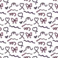 Seamless pattern with pink and violet ribbons on white background for fabric, textile, clothes, tablecloth and other things. Vector image.