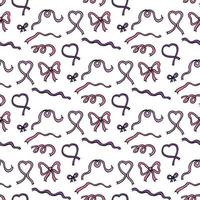 Seamless pattern with pink and violet ribbons on white background for fabric, textile, clothes, tablecloth and other things. Vector image.