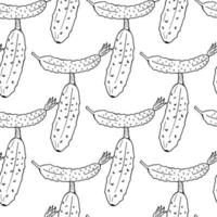 Seamless pattern with wonderful black-and-white cucumbers on white background for fabric, textile, clothes, tablecloth and other things. Vector image.