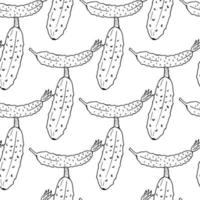 Seamless pattern with wonderful black-and-white cucumbers on white background for fabric, textile, clothes, tablecloth and other things. Vector image.