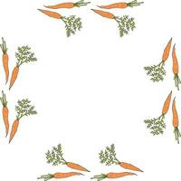 Square frame with horizontal beautiful carrots. Isolated wreath on white background for your design vector