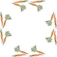 Square frame with horizontal beautiful carrots. Isolated wreath on white background for your design vector