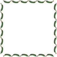 Square frame with horizontal cucumber. Isolated wreath on white background for your design vector