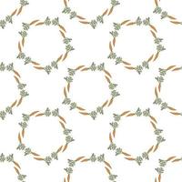 Seamless pattern with round frames of beautiful orange carrots on white background. Endless background for your design. vector