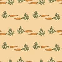 Seamless pattern with orange carrots on light orange background. Endless background for your design. vector