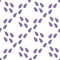 Seamless pattern with great violet eggplants on white background. Vector image.