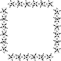 Square frame with starfish on white background. Vector image.