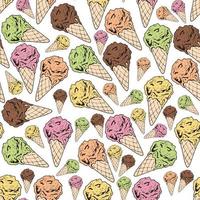 Seamless background of multicolored ice cream. Endless pattern with colorful ice cream for your design. vector