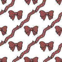 Seamless pattern with funny ribbons on white background for fabric, textile, clothes, tablecloth and other things. Vector image.