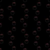 Seamless pattern with great tomato on black background. Vector image.