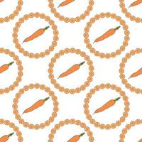 Seamless pattern with carrots and carrot slices on white background for fabric, textile, clothes, tablecloth and other things. Vector image.