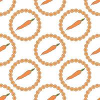 Seamless pattern with carrots and carrot slices on white background for fabric, textile, clothes, tablecloth and other things. Vector image.