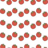 Seamless pattern with red tomatoes on white background for fabric, textile, clothes, tablecloth and other things. Vector image.