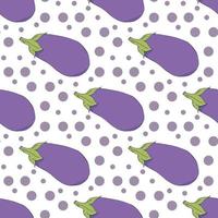 Seamless pattern in interesting eggplants on white background for fabric, textile, clothes, tablecloth and other things. Vector image.