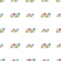 Seamless background with yellow, pink, green and blue ice cream cones. Endless pattern with colorful ice cream for your design. vector