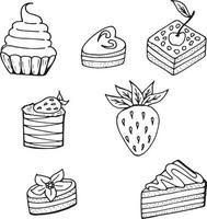 A set of different cakes.  Isolated elements on white background for your design. vector