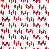 Seamless pattern of positive red hot peppers on white background. Vector image.