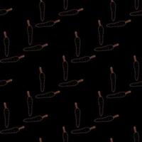 Seamless pattern with great carrots on black background. Vector image.
