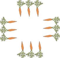 Square frame with vertical carrots. Isolated wreath on white background for your design vector