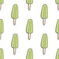 Seamless background with pistachio ice cream. Endless pattern on white background. Vector image. Sweet food.