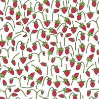 Seamless background of wild strawberries. Endless pattern for your design. vector