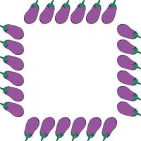 Square frame with colored eggplant. Isolated frame for your design. vector