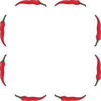 Square frame of chili peppers on white background. Isolated frame for your design. vector