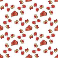 Seamless background with different sweet little cakes on white background. Endless pattern for your design. vector