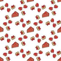 Seamless background with different sweet little cakes on white background. Endless pattern for your design. vector