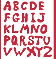 English alphabet in red color. Font. Vector image.