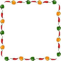 Square frame with fine peppers  on white background. Vector image.