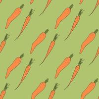 Seamless pattern with orange carrots on green background for fabric, textile, clothes, tablecloth and other things. Vector image.