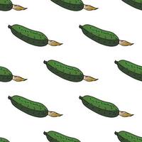 Tasty cucumbers on white background. Seamless background. Endless pattern. Vector image. Healthy food and diet.