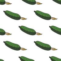 Tasty cucumbers on white background. Seamless background. Endless pattern. Vector image. Healthy food and diet.