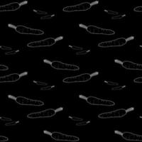 Seamless pattern with great little and big carrots  on black background. Vector image.