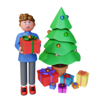 personaje navideño y regalos png