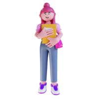 3D-Render Person Student mit Buch png