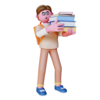 3D-Render Person mit Büchern png