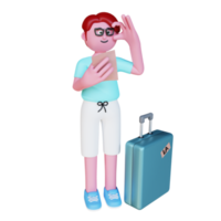 3d person med resväska png