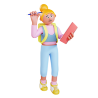 3d render person with books png