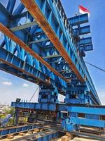 This is the steel structure of a launcher gantry that will be used for erection precast concrete I Girder. photo