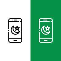 Islamic Ramadan Mobile Phone Vector Icon Outline Style