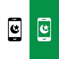 Ramadán islámico icono de vector de teléfono móvil en estilo glifo