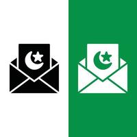 icono de vector de carta de invitación de Ramadán en estilo glifo
