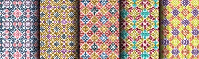 set bundle modern abstract ethnic pattern vector