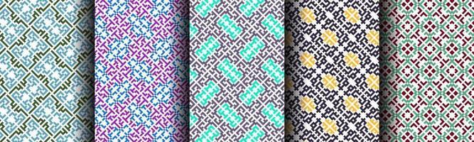 set bundle modern abstract ethnic pattern vector