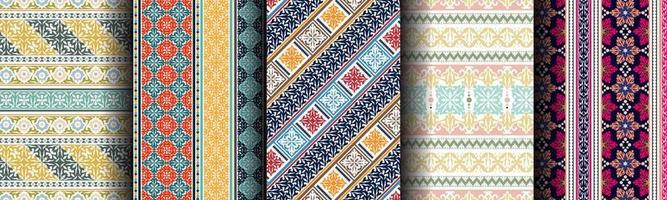 set bundle modern abstract ethnic pattern vector