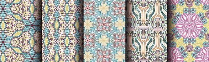 set bundle modern abstract ethnic pattern vector