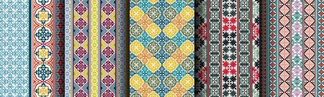 set bundle modern abstract ethnic pattern vector